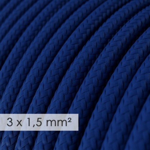 Cable eléctrico de sección grande 3x1,50 redondo - Tejido Efecto Seda Azul RM12
