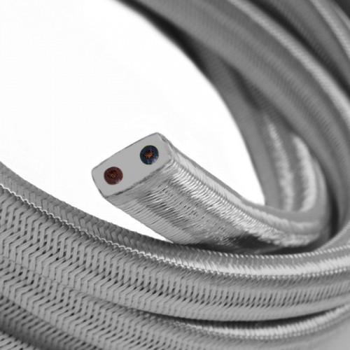 Cable eléctrico para Guirnalda recubierto en tejido Efecto Seda Plata CM02