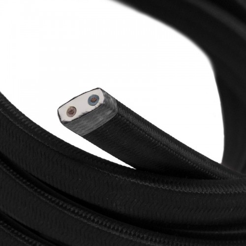 Cable eléctrico para Guirnalda recubierto en tejido Efecto Seda Negro CM04