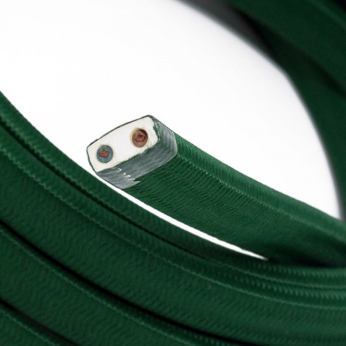 Cable eléctrico para Guirnalda recubierto en tejido Efecto Seda Verde Oscuro CM21
