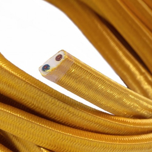 Cable eléctrico para Guirnalda recubierto en tejido Efecto Seda Dorado CM05