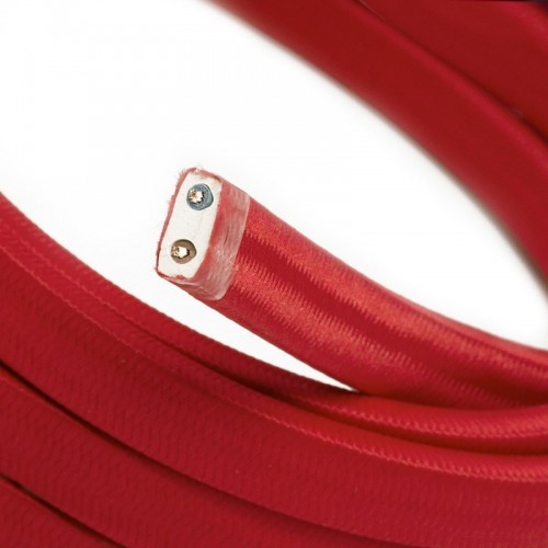 Cable eléctrico para Guirnalda recubierto en tejido Efecto Seda Rojo CM10