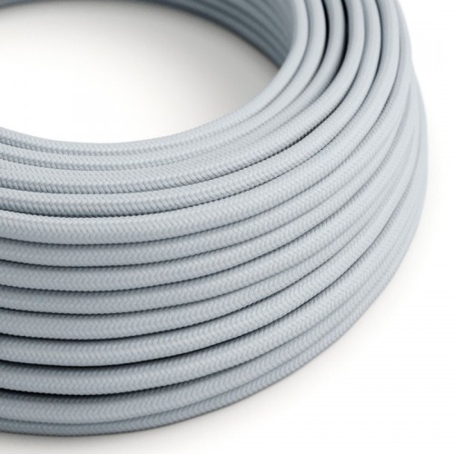 Cable Eléctrico Redondo Recubierto en tejido Efecto Seda Color Sólido Gris Claro Azulado RM30
